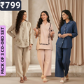 Pack of 3 Women’s Premium Printed Co-Ord Set Combo  (P-04)