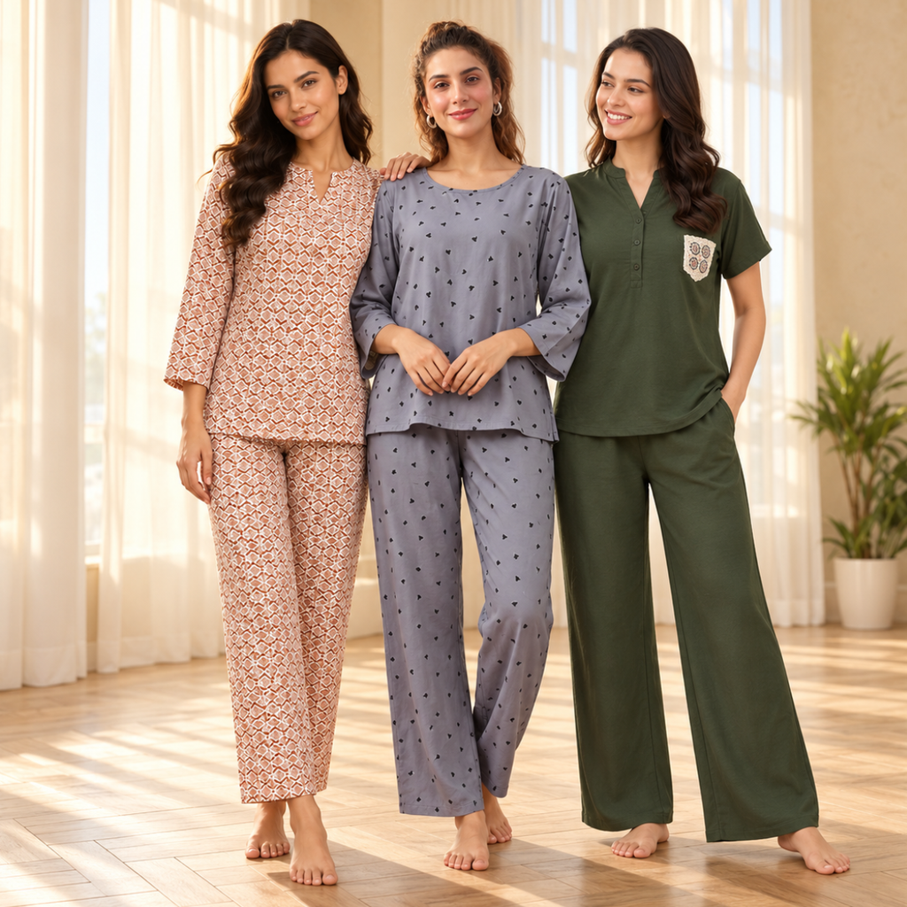 3 Combo of Night Suit for Daily Comfort & Style for Women | CNS4