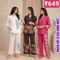 Pack of 3 Women’s Premium Printed Co-Ord Set Combo  (P-03)