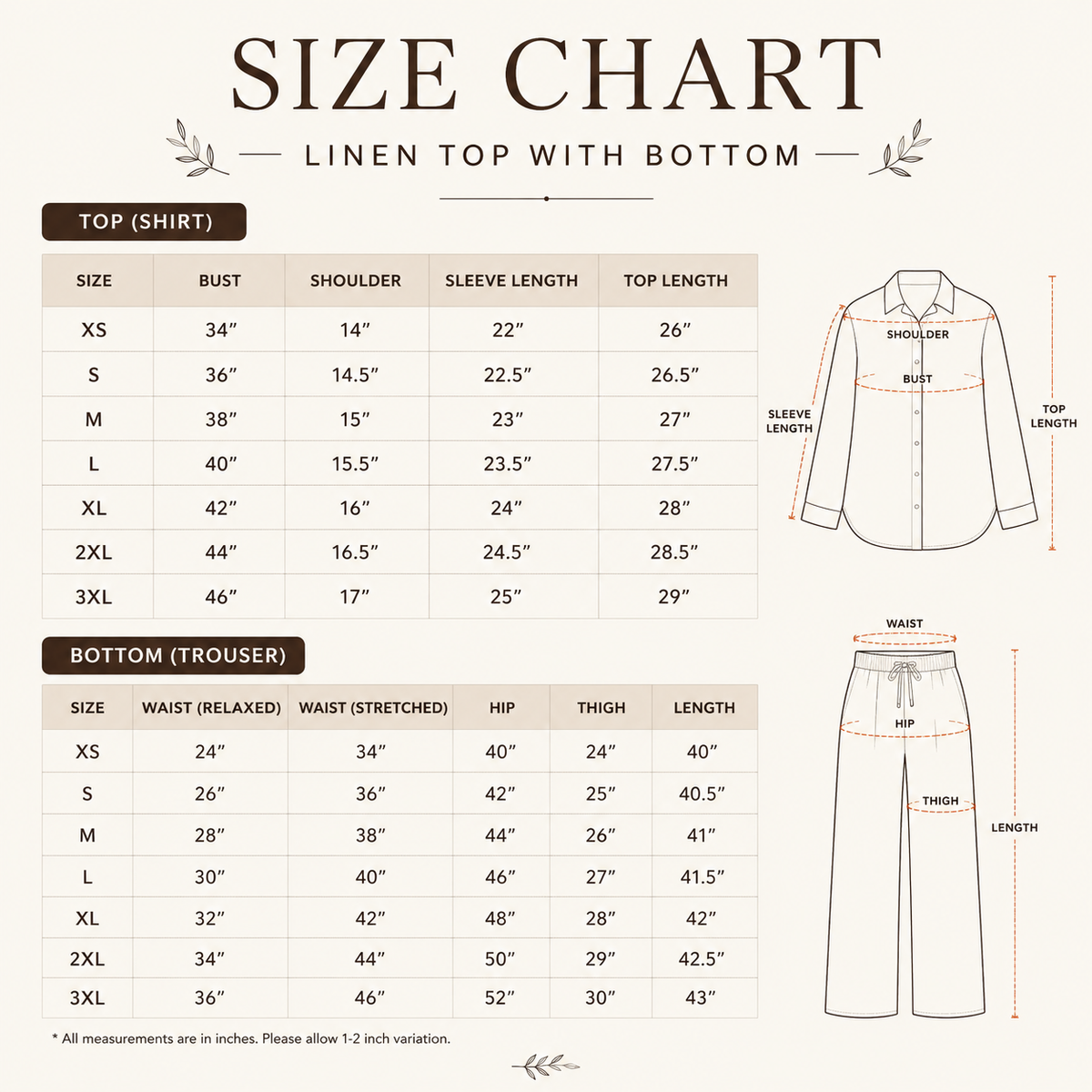 3 Linen Top with Bottom ( L4 )