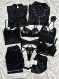 Black Special Night Suit & Bra Penty Set Combo for Women's