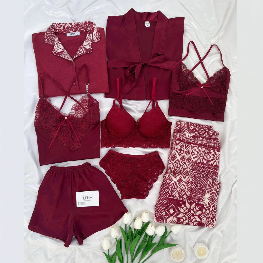 Burgundy Four Seasons Set Combo for Women's