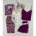 Purple Red Love Night Suit & Bra Penty Set Combo for Women's