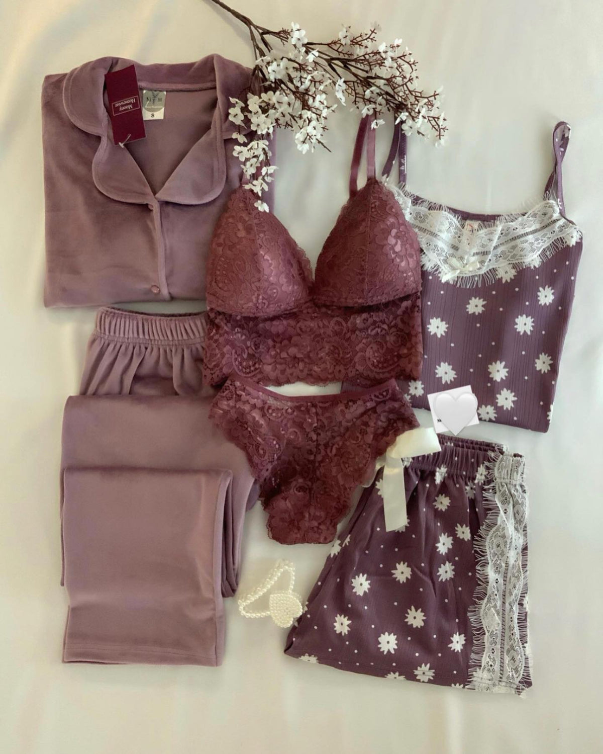 Brown Love Night Suit & Bra Penty Set Combo for Women's