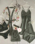 Green Love Night Suit & Bra Penty Set Combo for Women's