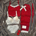 Red Lovely Night Suit & Bra Penty Set Combo for Women's