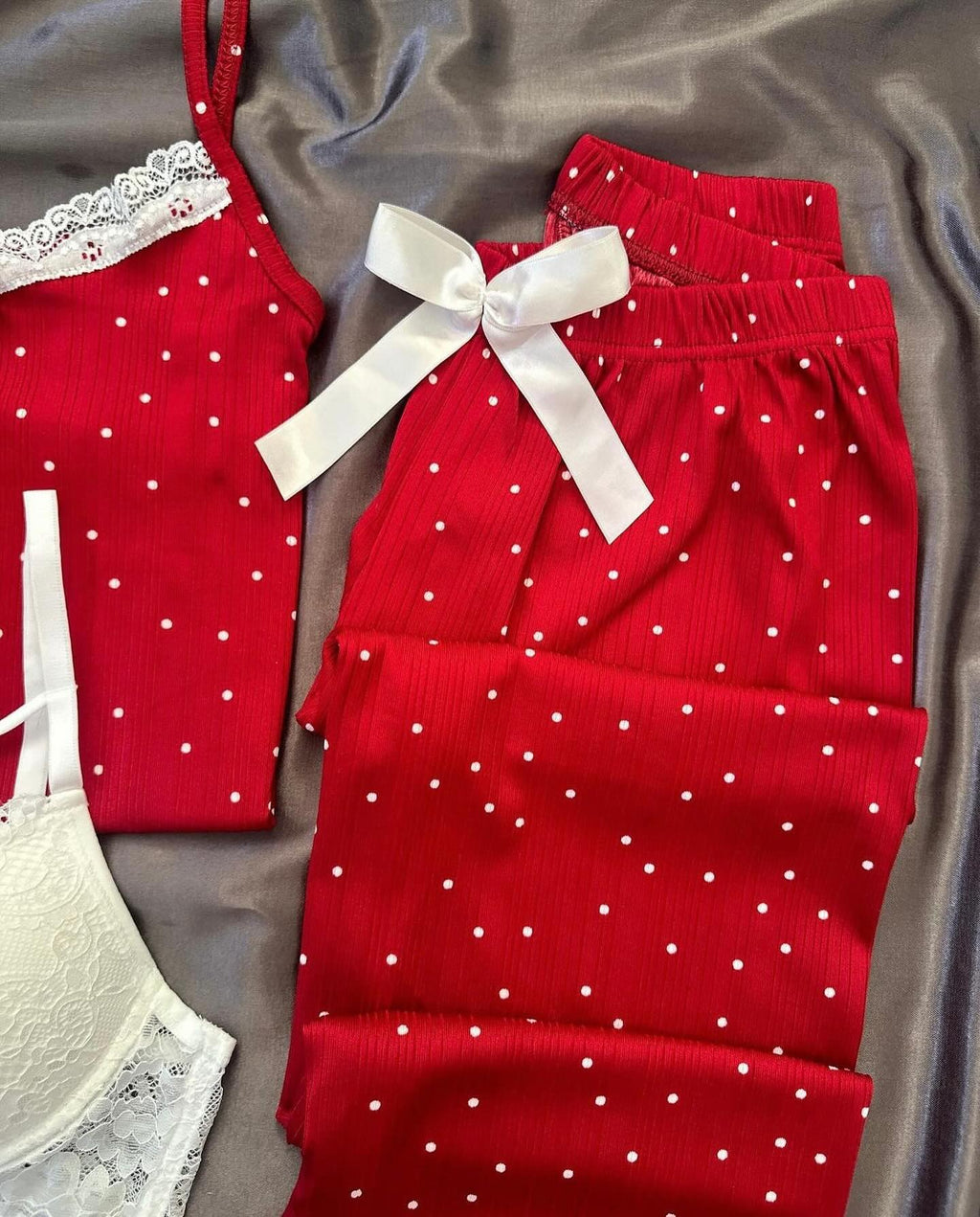 Red Lovely Night Suit & Bra Penty Set Combo for Women's